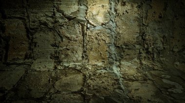 boş taş zemin. Gölgeler ve ışık noktalarıyla kıvrımlı yüzey. 3d resimleme