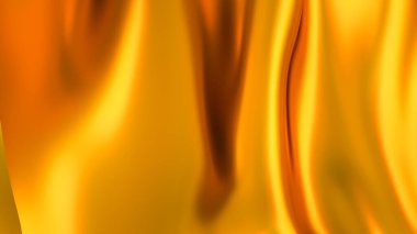 Kıvrımlı altın ipek kumaş. Soyut üç boyutlu arkaplan. 3d resimleme