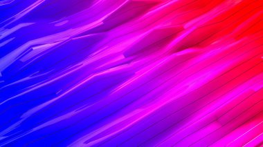 Mavi-kırmızı soyut üç boyutlu arkaplan. Deforme olmuş yüzey. 3d resimleme