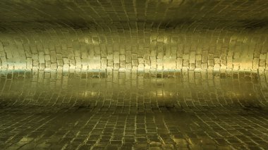 Üç boyutlu desenli arka plan. Tünelin dokulu yüzeyi olan kıvrımlı kısmı. 3d resimleme