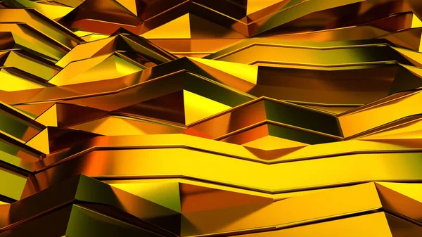 abstract gold background. three-dimensional deformed stripes. 3d render illustration