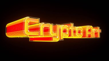 Siyah arka planda üç boyutlu parlayan şifreleme sanatı. konsept nft. 3d resimleme