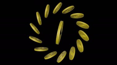 Animasyon altın sikke, üzerinde siyah bir arkaplan var. Kripto sanat konsepti. 3d hazırlayıcı