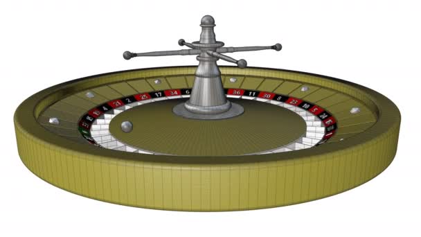 Rotating Roulette Drum Ball Hits Zero Spinning Roulette Stylized Animation — Stock Video