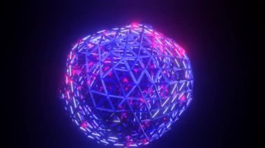 Mavili 3 boyutlu animasyon örgüsü ve kırmızı ışık yanıp sönüyor. Soyut canlandırılmış döngü arkaplanı. 3d hazırlayıcı