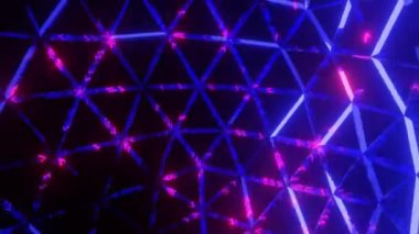 Mavili 3 boyutlu animasyon örgüsü ve kırmızı ışık yanıp sönüyor. Soyut canlandırılmış döngü arkaplanı. 3d hazırlayıcı