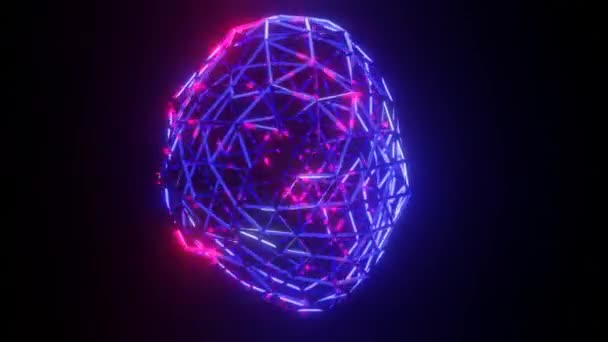 Animated Mesh Blue Red Light Flashes Loop Abstract Animated Background — Stock Video