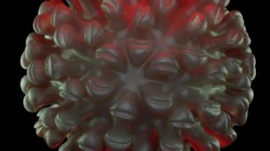 Coronavirus 'un 3 boyutlu modeli siyah bir arkaplanda dönüyor. Salgın hastalık konsepti. 3d hazırlayıcı