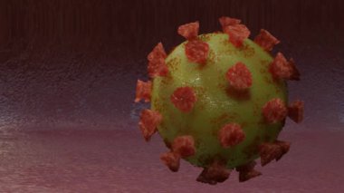 Coronavirus 'un 3 boyutlu modeli yavaşça dönüyor. Döngülü animasyon. Covid-19 salgını konsepti. 3d hazırlayıcı