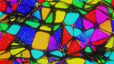 çok renkli deforme edilebilir düşük polimer yüzey ve siyah ağ. Döngülü animasyon. 3d hazırlayıcı