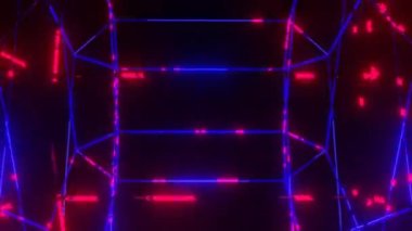 Çok renkli flaşları olan soyut figür çerçevesi siyah bir arkaplanda yavaşça döner. döngülü animasyon arkaplanı. 3d hazırlayıcı