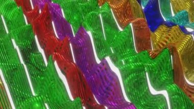 Silindirler üzerinde dönen çok renkli küreler yavaşça yükselir ve delikleri olan üç boyutlu küplere düşer. döngülü animasyon arkaplanı. 3d hazırlayıcı