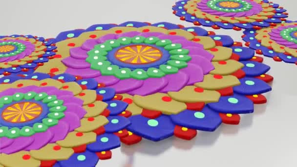 Rotating Multicolored Mandala Patterns Looped Animation Render — Stock Video