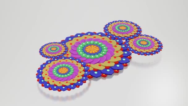 Girando Patrones Mandala Multicolores Animación Bucle Renderizar — Vídeos de Stock