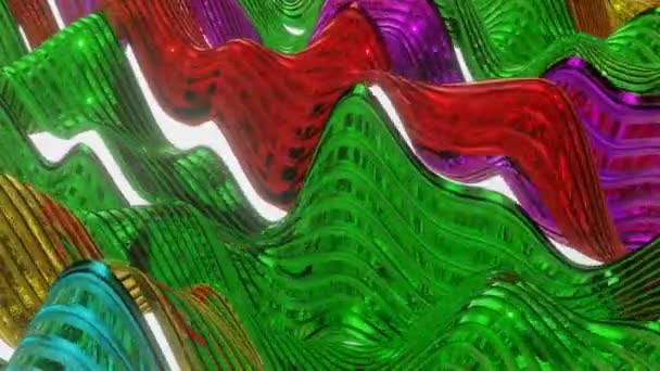 Esferas Multicoloridas Rotativas Cilindros Lentamente Sobem Caem Cubos Tridimensionais Com — Vídeo de Stock