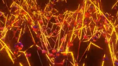 Üç boyutlu küreleri olan ışıltılı bir ağ. 3 boyutlu döngü arkaplanı. 3d hazırlayıcı