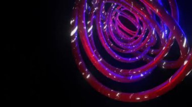 Dönen mor üç boyutlu halkalar ve parlak bir dokusu var. Döngülü animasyon. 3d hazırlayıcı