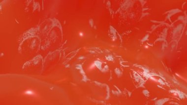 Kırmızı pürüzsüz yüzey deforme olmuş. döngülü animasyon arkaplanı. Soyut animasyon. 3d hazırlayıcı