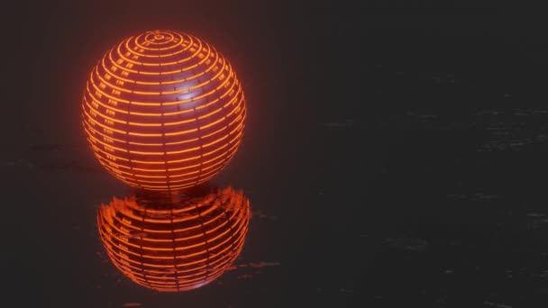 Eine Dunkle Kugel Mit Glühend Roter Struktur Rotiert Langsam Vor — Stockvideo