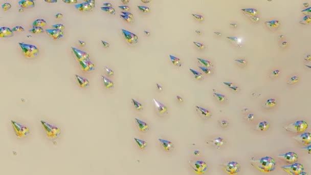 Mléčném Povrchu Pohybují Lesklé Stříbřité Krystaly Animované Pozadí Smyčky Vykreslení — Stock video