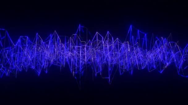 Blau Leuchtendes Mesh Auf Schwarzem Hintergrund Schleifenhintergrund Darstellung — Stockvideo