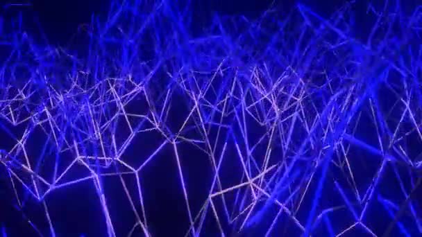 Синя Сяюча Сітка Чорному Тлі Циклічний Фон Візуалізація — стокове відео