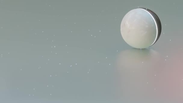Uma Bola Lustrosa Preto Branca Com Uma Tira Luminosa Rola — Vídeo de Stock