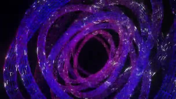 Anillos Tridimensionales Púrpura Giratorios Con Una Textura Luminosa Animación Bucle — Vídeo de stock