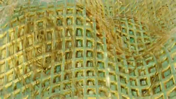 Goldene Glänzende Glatte Deformierende Oberfläche Geloopte Wellenanimation Darstellung — Stockvideo