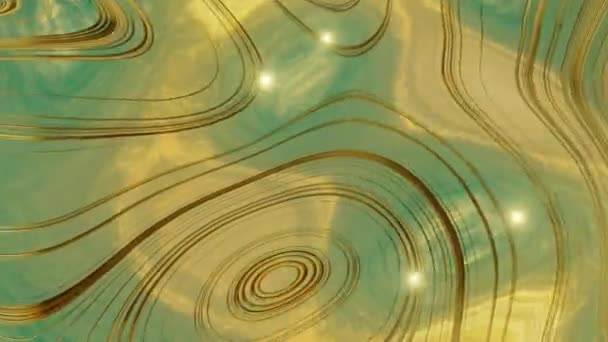 Golden Bright Smooth Deforming Surface Looped Wave Animation Render — Stock Video