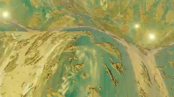 Золота Яскрава Гладка Деформована Поверхня Анімація Петельних Хвиль Візуалізація — стокове відео