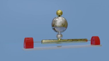 Soyut üç boyutlu kompozisyon. Üç küre dönen bir silindir üzerinde yuvarlanıyor. Döngülü hareketli arka plan. 3d hazırlayıcı