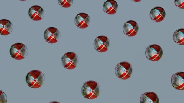 Абстрактная Анимация Красно Серых Металлических Сфер Вращающихся Сером Фоне Петля — стоковое видео