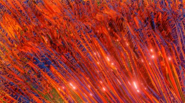 Kırmızı desenli 3 boyutlu dalga arkaplanı. 3d resimleme