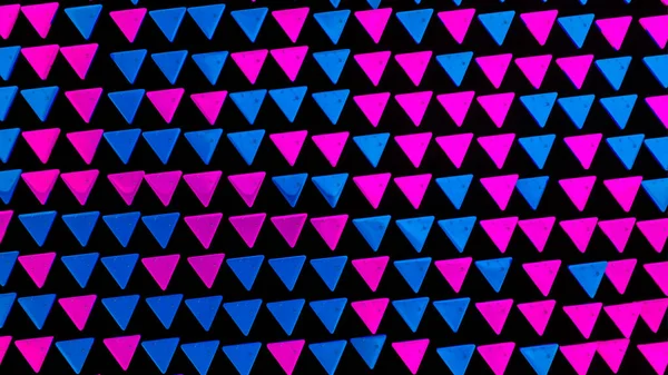 purple and turquoise triangles on black. abstract background. 3d render illustration