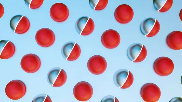 background from rows of red-silver spheres. abstract composition 3d render illustration