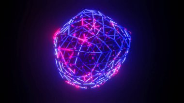 Kırmızı röflelerle parlayan mavi ağların soyut arkaplanı. 3d resimleme