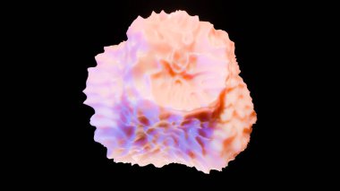 Siyah arka planda soyut deforme olmuş ten rengi bir figür. 3d resimleme