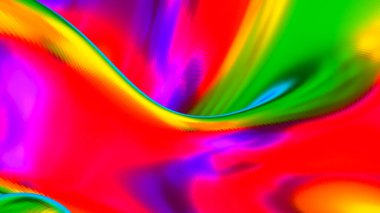 Soyut renkli arkaplan. Deforme olmuş dalgalı yanardöner yüzey. 3d resimleme