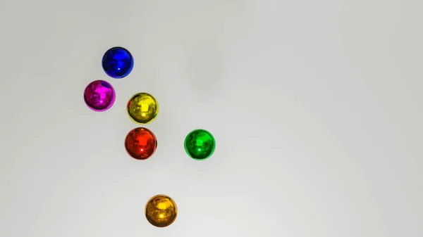 Vícebarevné Trojrozměrné Koule Létají Uvnitř Vykreslení Ilustrace — Stock fotografie