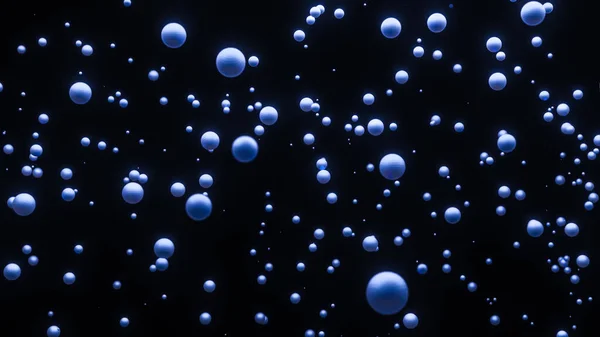 abstract background of smooth blue spheres on a black background. 3d render illustration