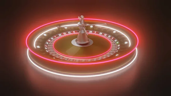 Roulette Drum Model Met Lichtgevende Ringen Een Zwarte Achtergrond Illustratie — Stockfoto