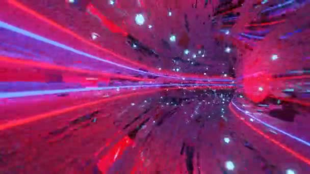 Flying Abstract Glossy Tunnel Neon Lighting Loop Animation Render Illustration — Wideo stockowe