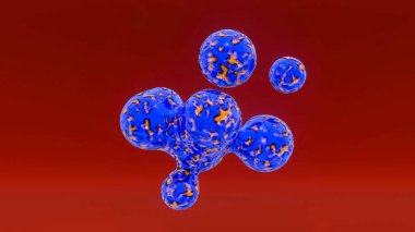 Yumuşak kürelerle benekli dokuyu kaynaştırdım. Soyut üç boyutlu kompozisyon. 3d resimleme