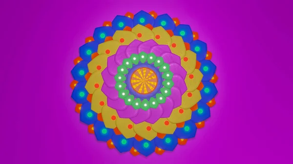 Разноцветная Мандала Фиолетовом Фоне Абстрактная Трехмерная Композиция Трехмерная Иллюстрация — стоковое фото