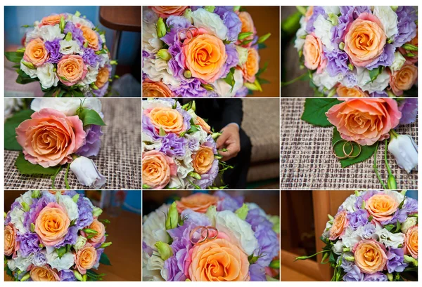 Bridal bouquet close-up collage — Stock Photo, Image