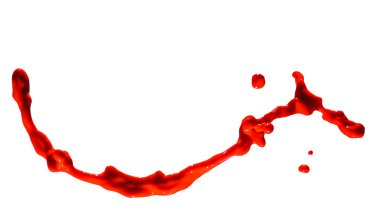 Beyaz arkaplanda izole edilmiş kırmızı boya lekesi