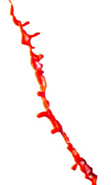 Beyaz arkaplanda izole edilmiş kırmızı boya lekesi