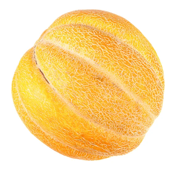 Melão amarelo maduro isolado sobre fundo branco — Fotografia de Stock