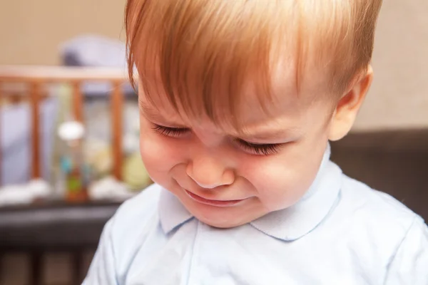 Little boy crying out loud, close-up portrait — Stock Photo, Image